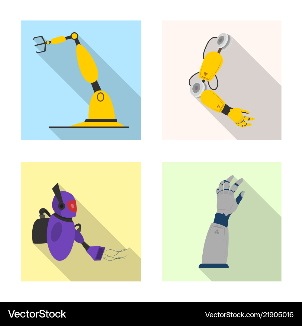 Isolated object of robot and factory symbol set Isolated object of robot and factory symbol set vector image