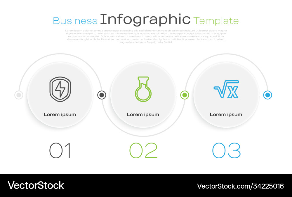 Set line secure shield with lightning test tube vector image