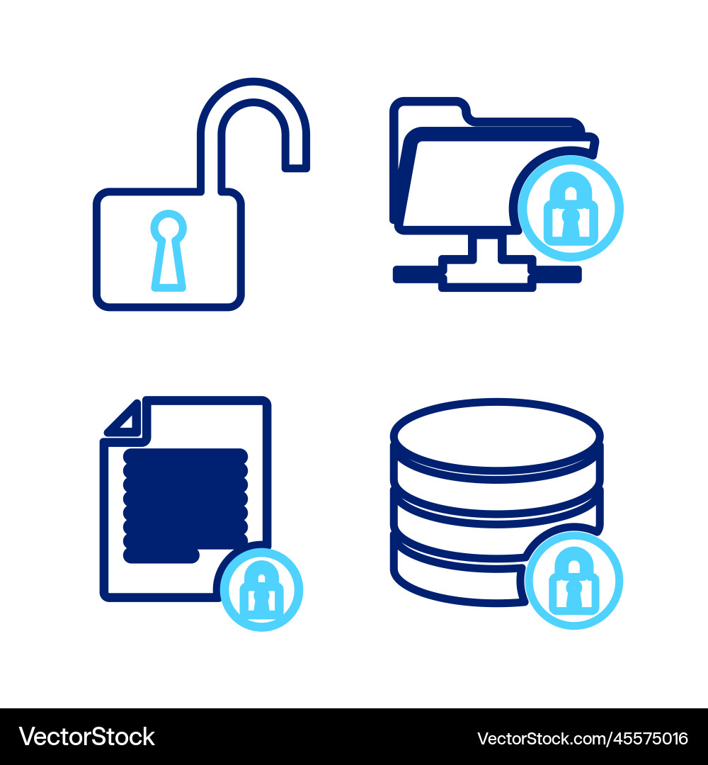 Set line server security with lock document Vector Image
