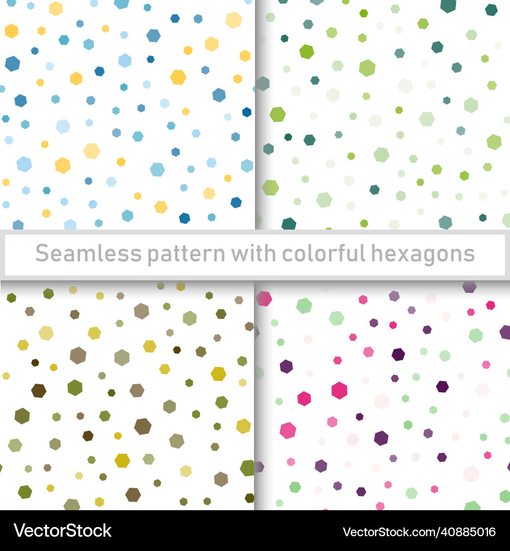 Set of seamless patterns with colorful hexagons Set of seamless patterns with colorful hexagons vector image