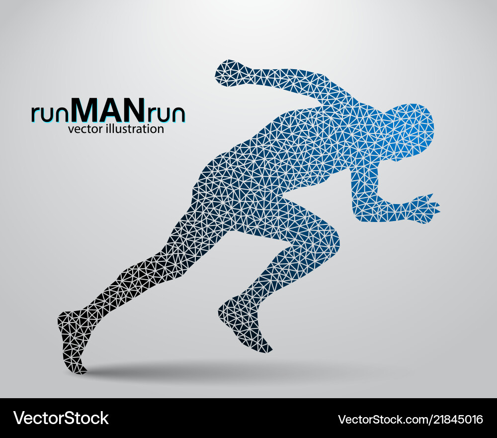Silhouette of a running man from triangle vector image