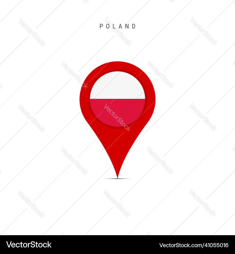 Teardrop map marker with flag of poland flat Vector Image