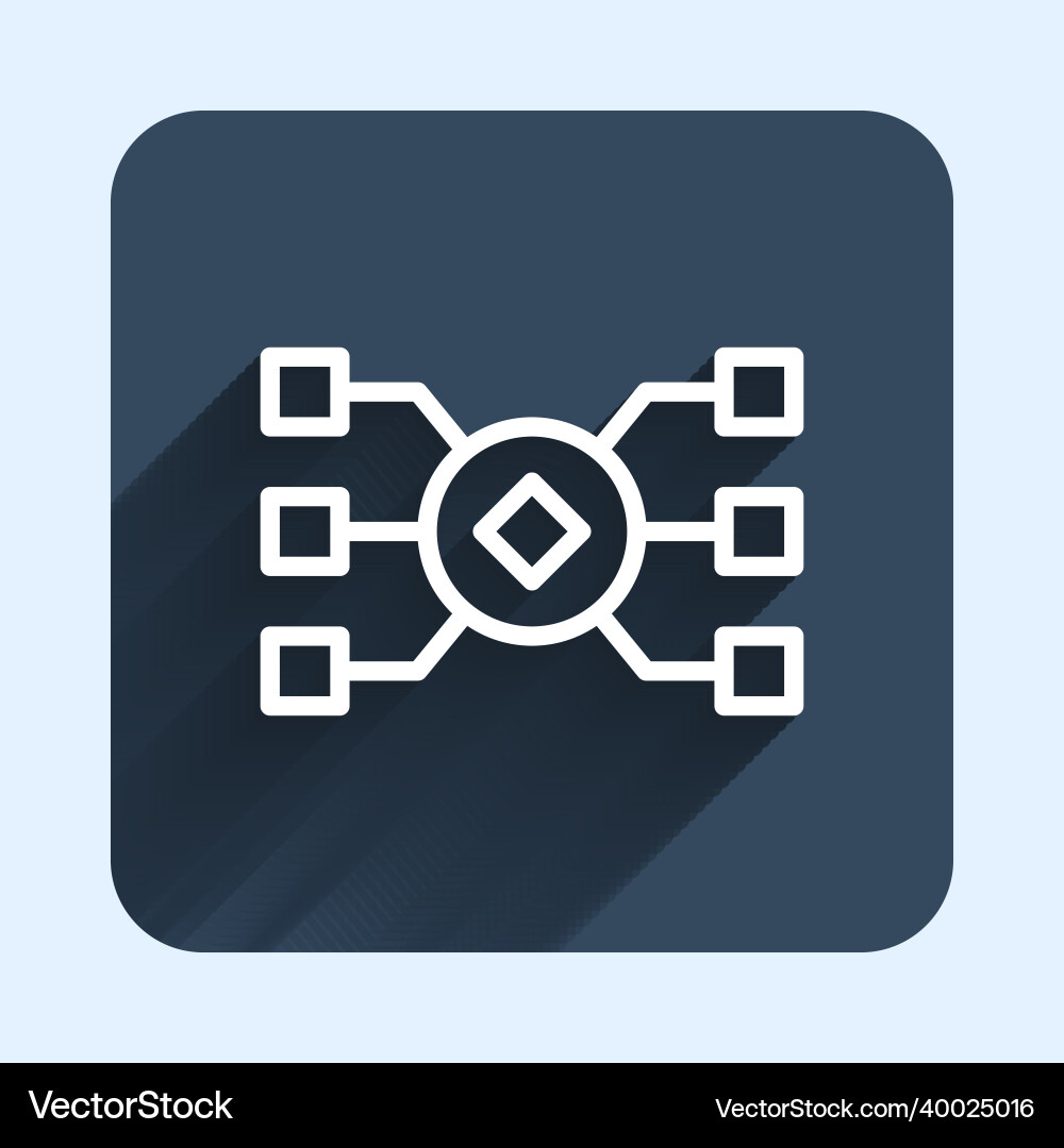 White line neural network icon isolated with long White line neural network icon isolated with long vector image