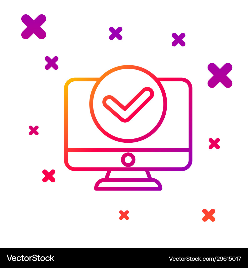Color line computer monitor screen icon isolated vector image