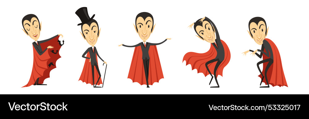 Count dracula character with fangs wearing red Count dracula character with fangs wearing red vector image