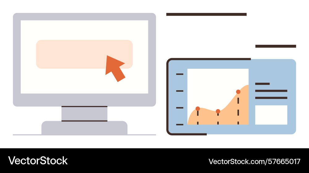 Data analysis and interactive elements on screens Data analysis and interactive elements on screens vector image