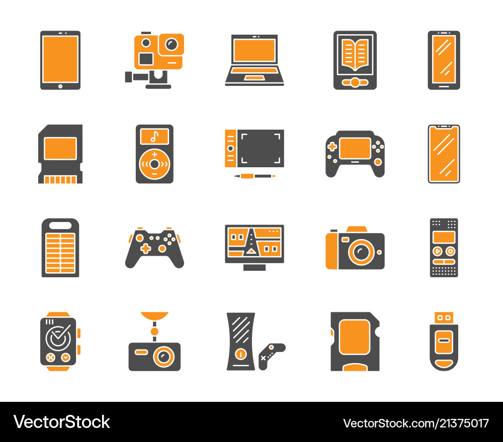 Device simple color flat icons set Vector Image