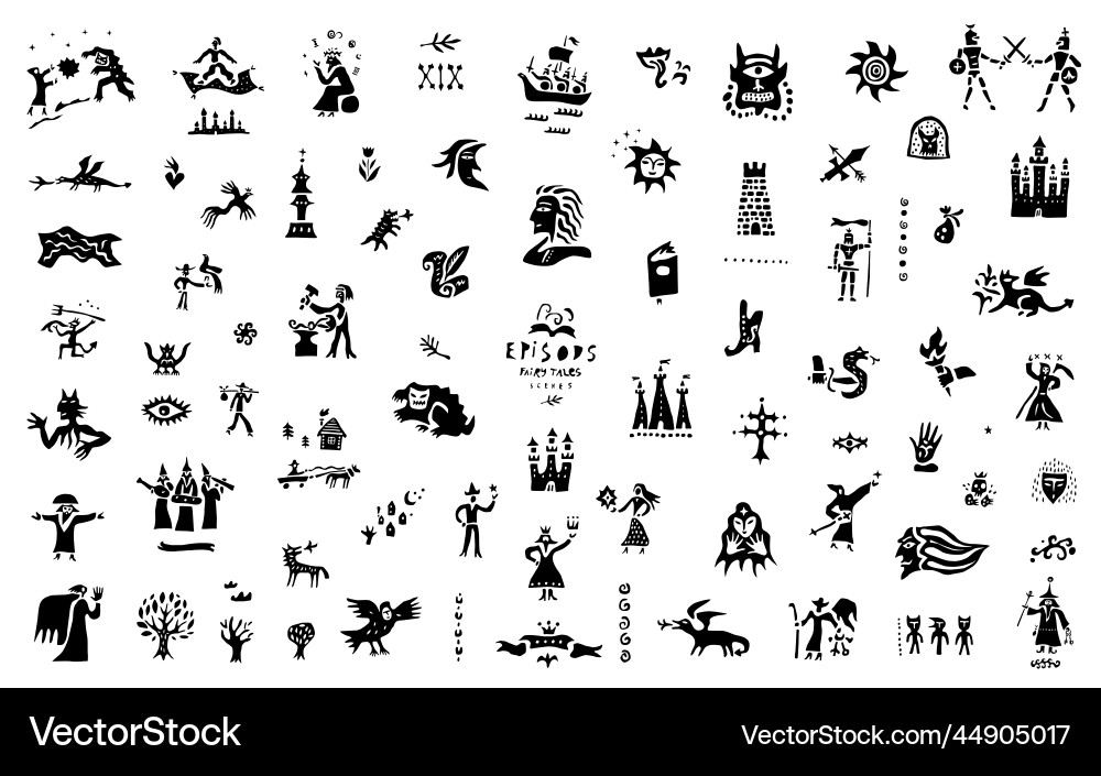 Fairy tale characters set graphic design elements vector image