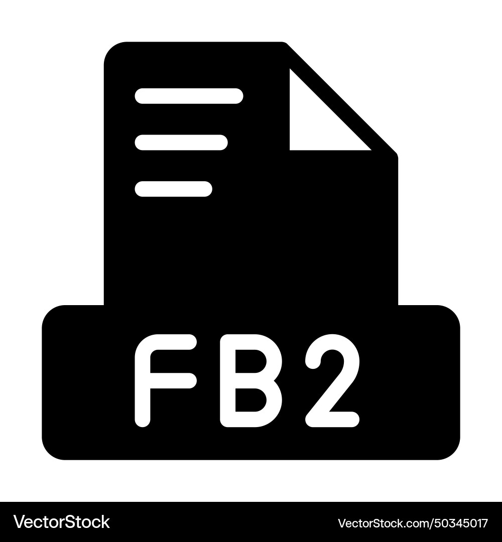 Fb2 file icon simple design solid style document Fb2 file icon simple design solid style document vector image