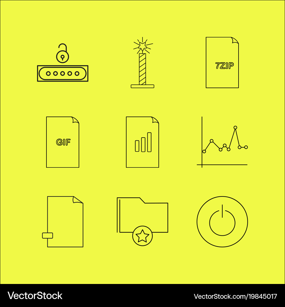 Files and folders linear icon set simple outline Vector Image