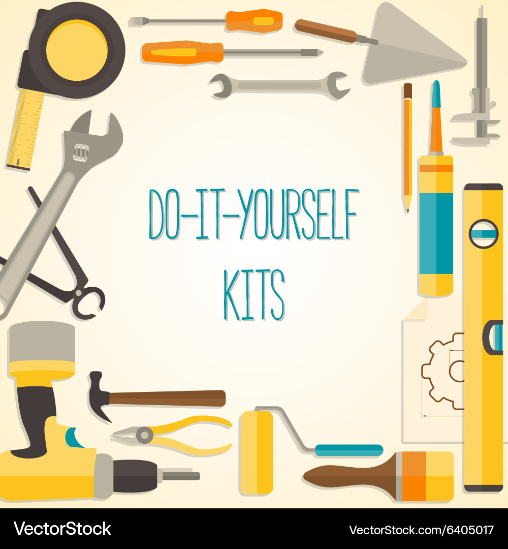Flat design background with do-it-yourself Vector Image