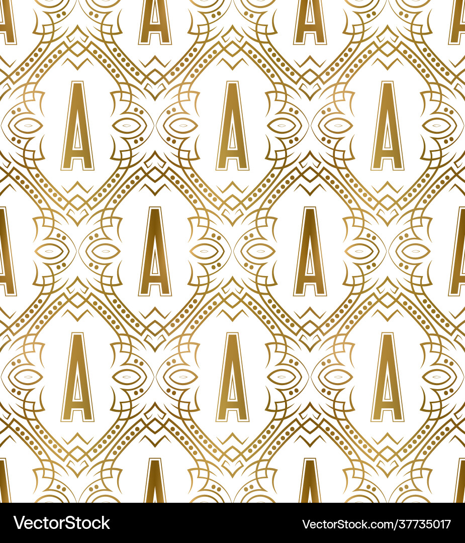 Golden initial seamless pattern with a letter vector image