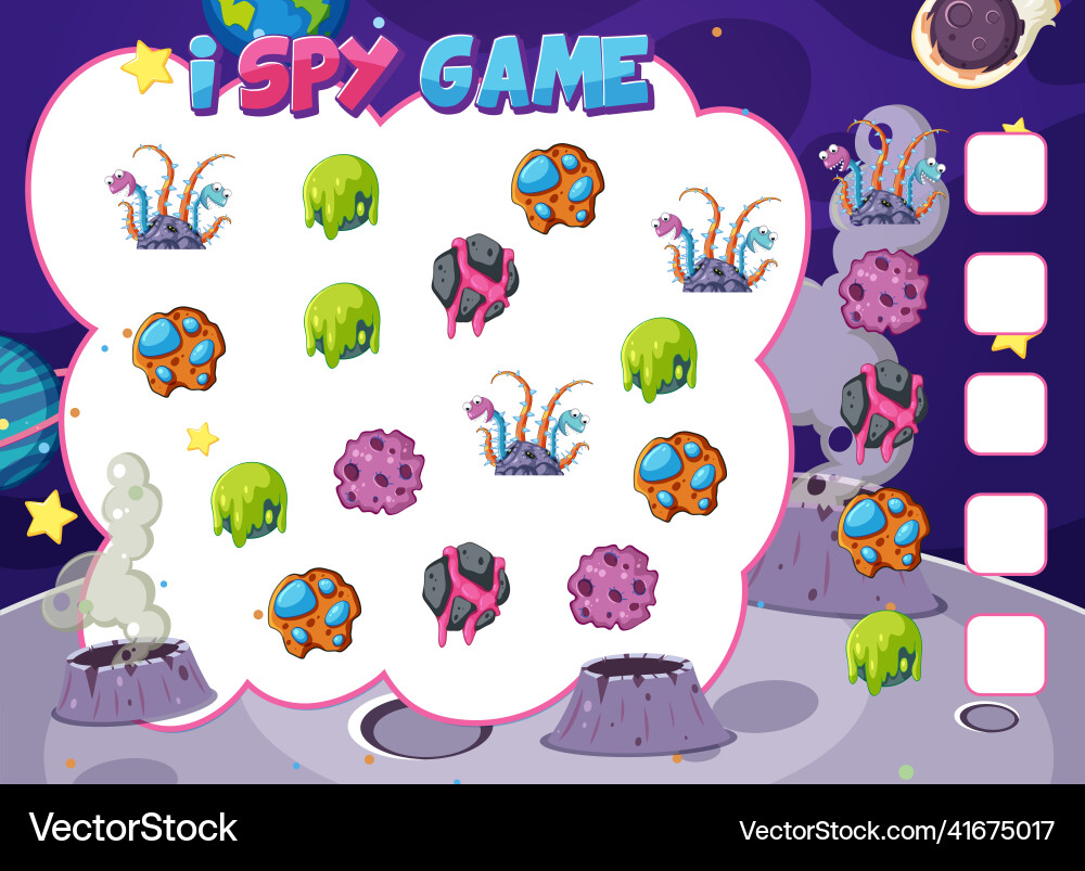 Math counting game template of space vector image
