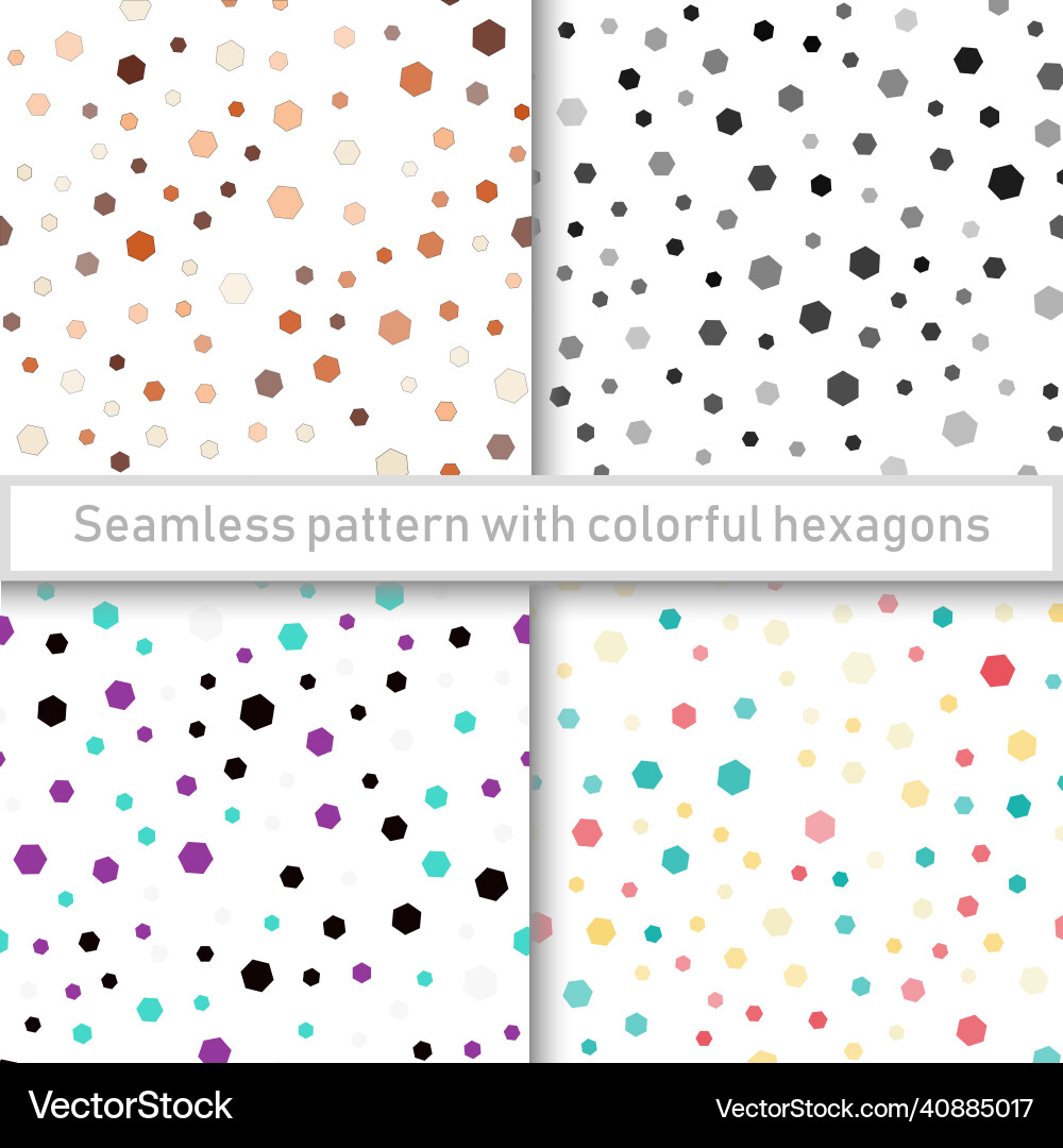 Set of seamless patterns with colorful hexagons Set of seamless patterns with colorful hexagons vector image