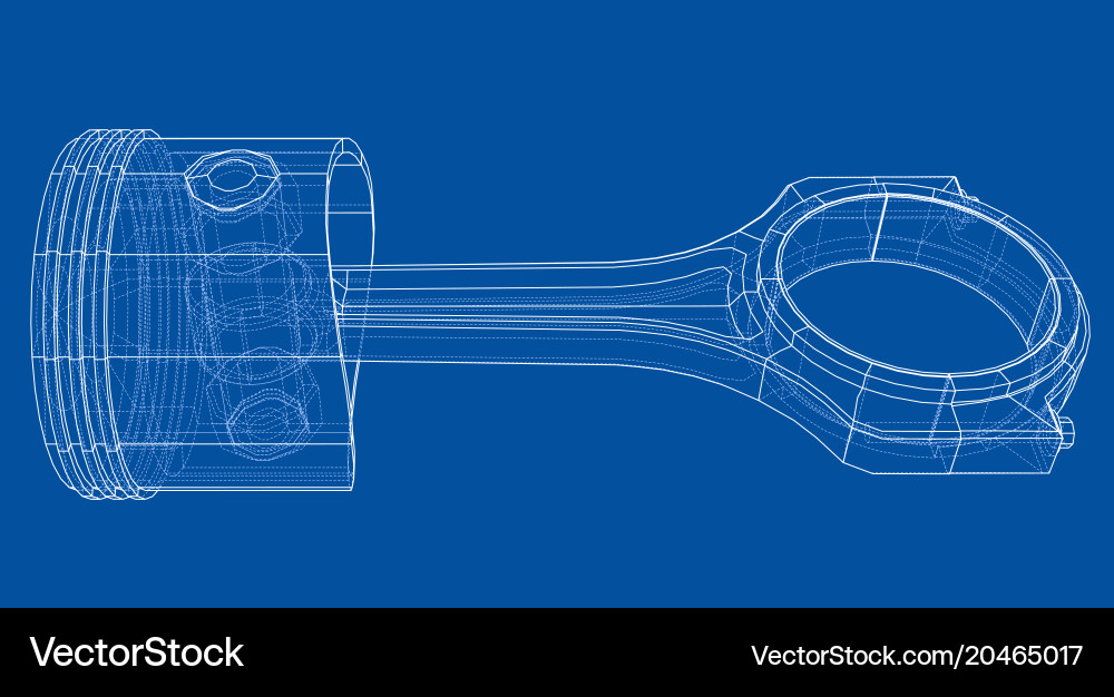 Sketch of piston rendering 3d vector image