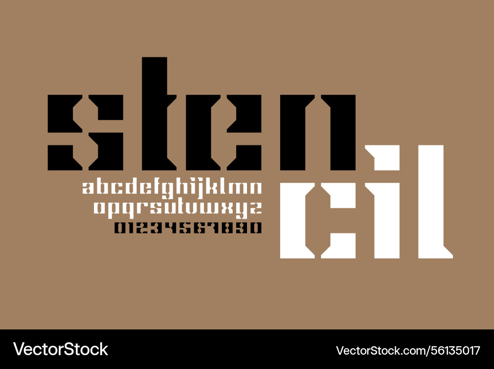 Stencil modern style font alphabet letters Stencil modern style font alphabet letters vector image