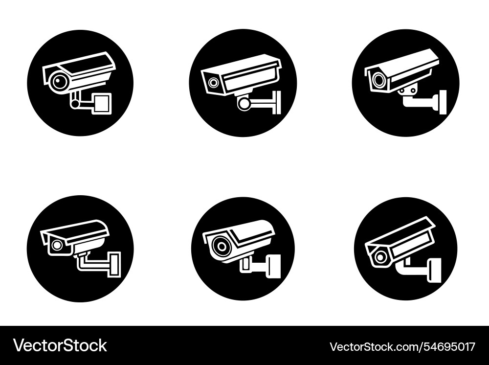 Style security camera icon bundle set Style security camera icon bundle set vector image