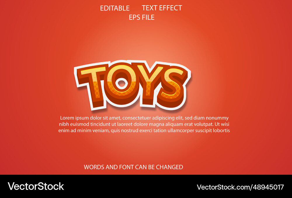 Toy editable text effect 3d font style use Toy editable text effect 3d font style use vector image