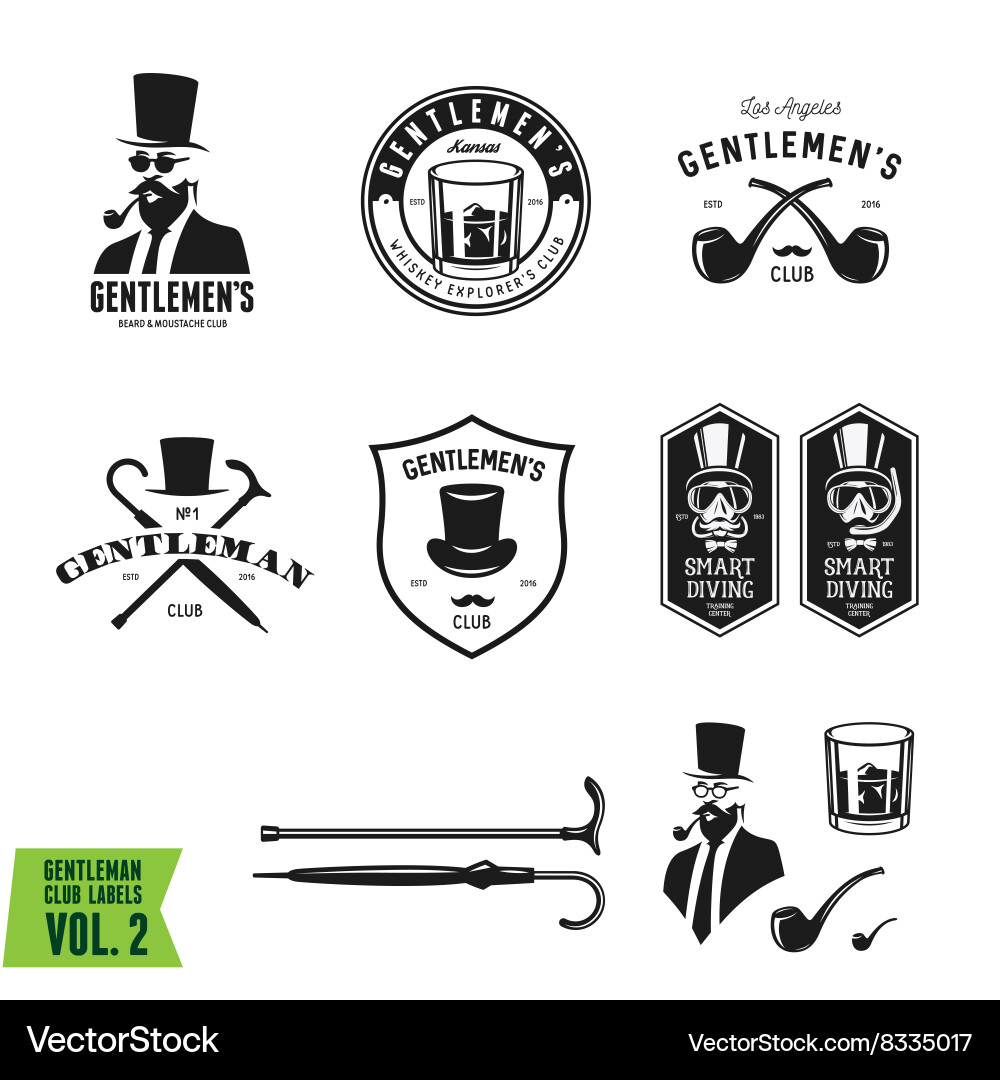 Vintage Gentleman Emblems & Labels Vector Image