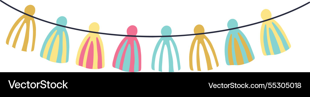 Colorful tassels hanging from a string create Colorful tassels hanging from a string create vector image