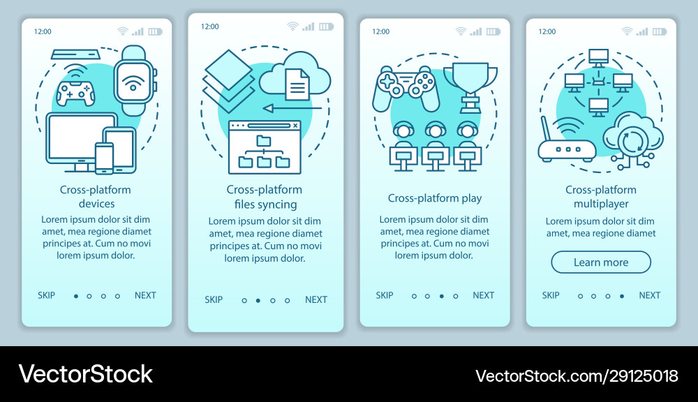 Cross platform devices onboarding mobile app page vector image