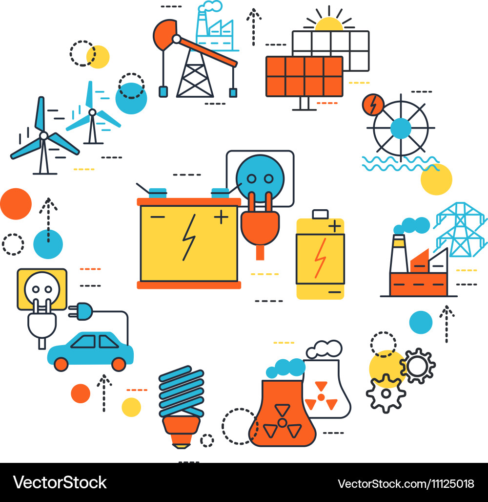 Energy Sources Icon Set Vector Image