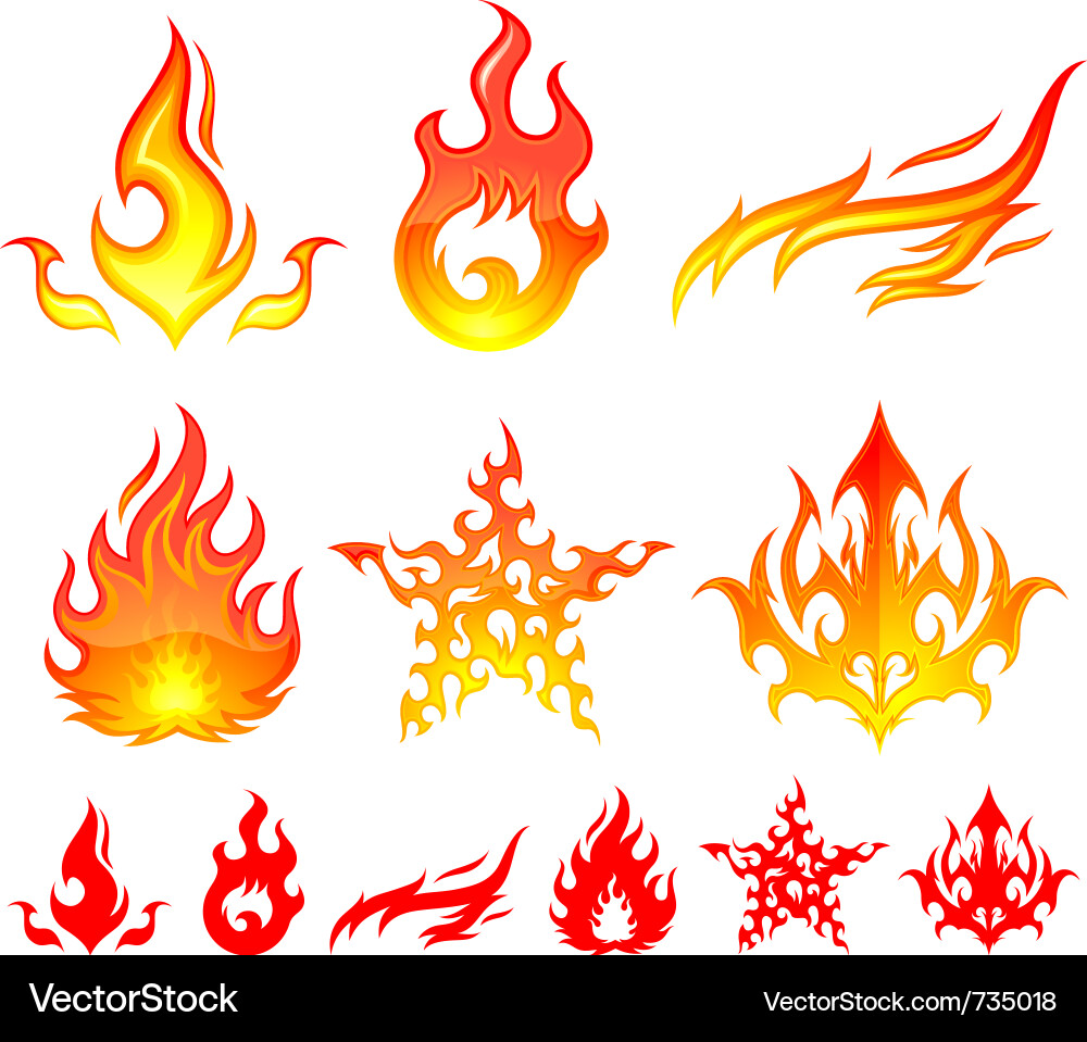 Fiery Flame Elements vector image