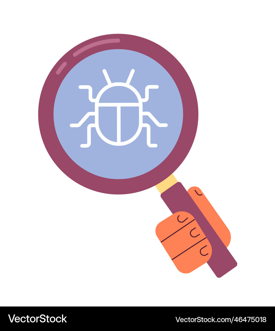 Finding bugs in code flat concept spot Finding bugs in code flat concept spot vector image