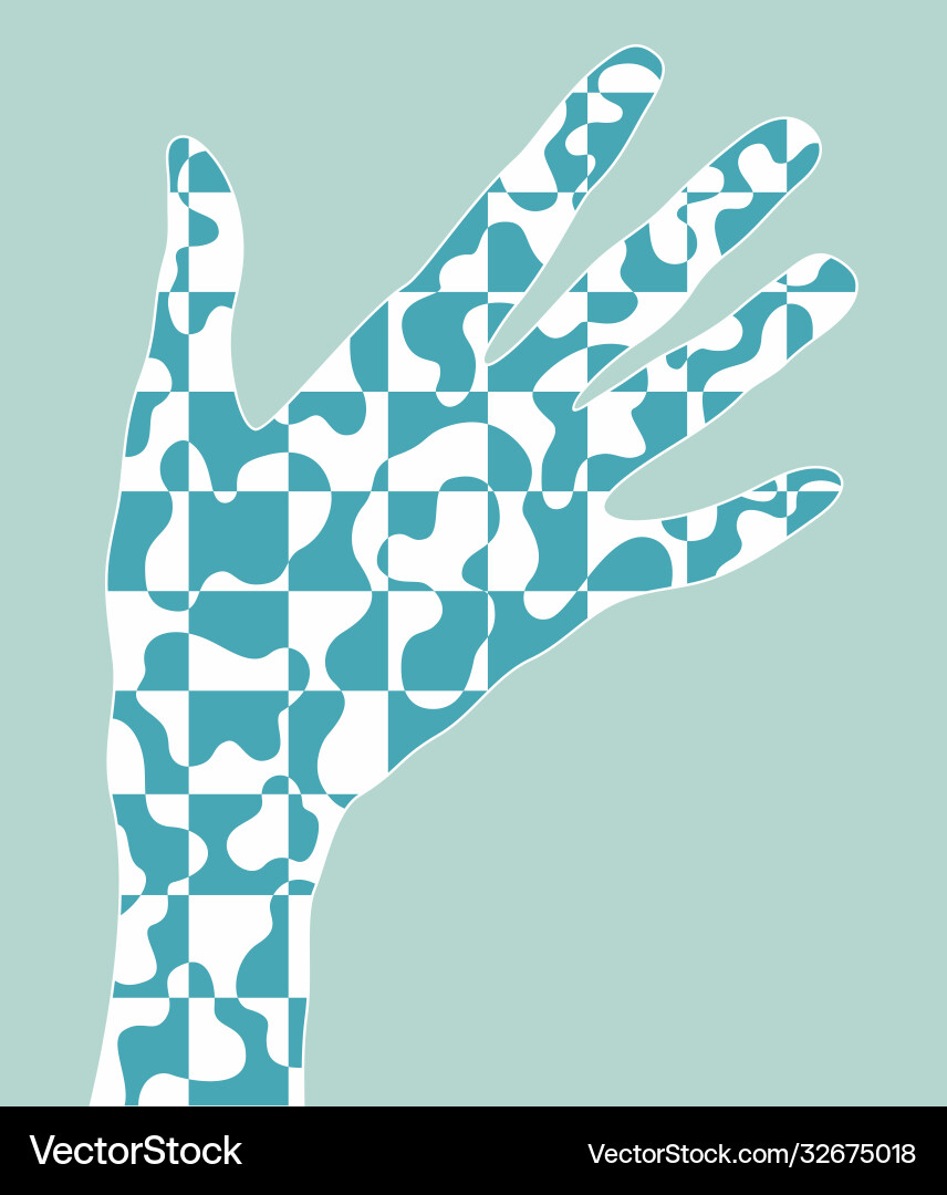 Hand with checkered pattern inside Vector Image