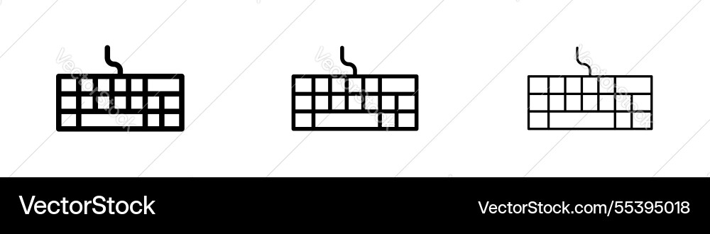 Keyboard icons in three different stroke lines vector image