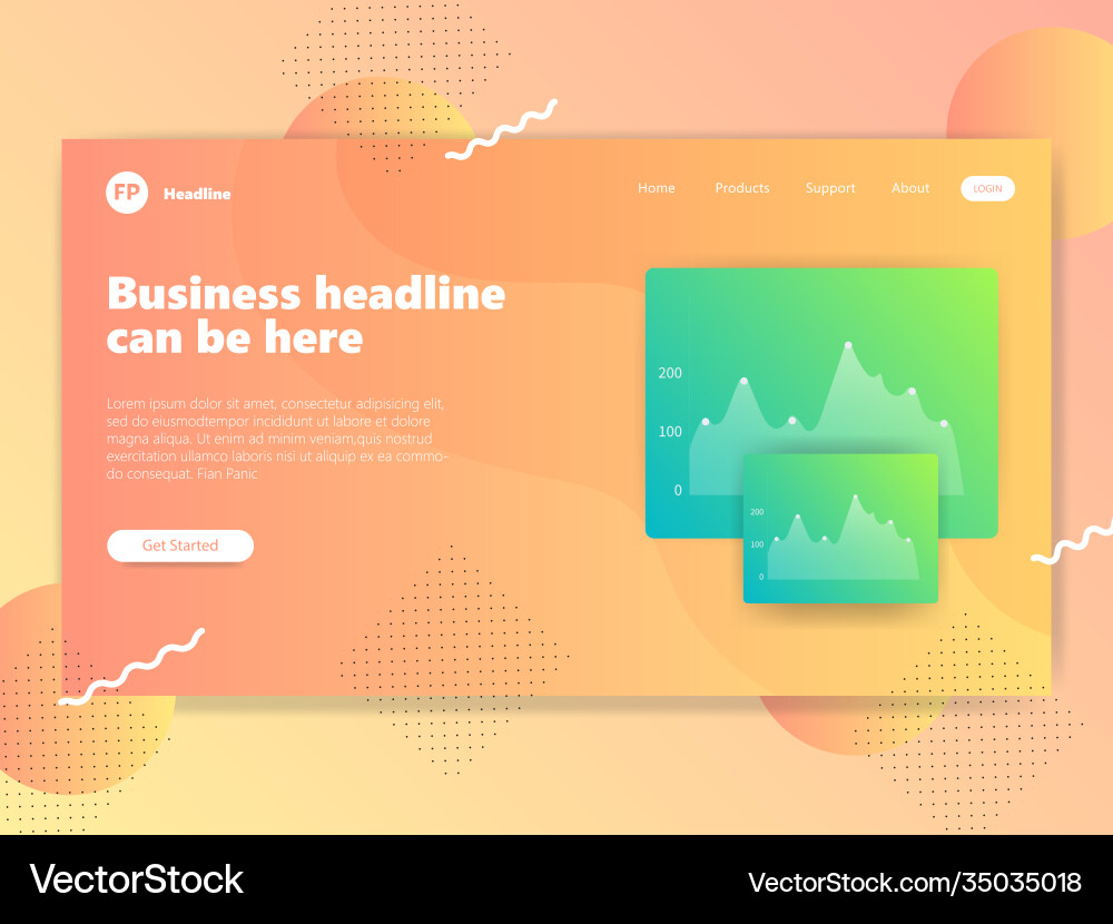 Landing page template with gradient modern webpage Landing page template with gradient modern webpage Vector Image