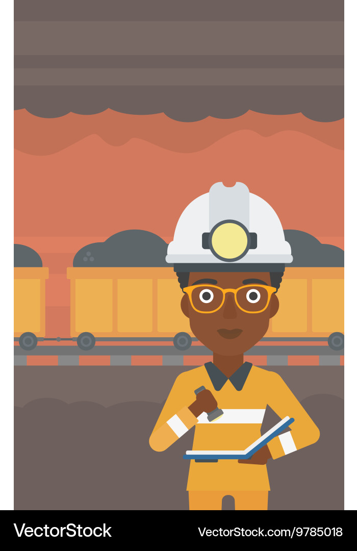 Miner checking documents vector image
