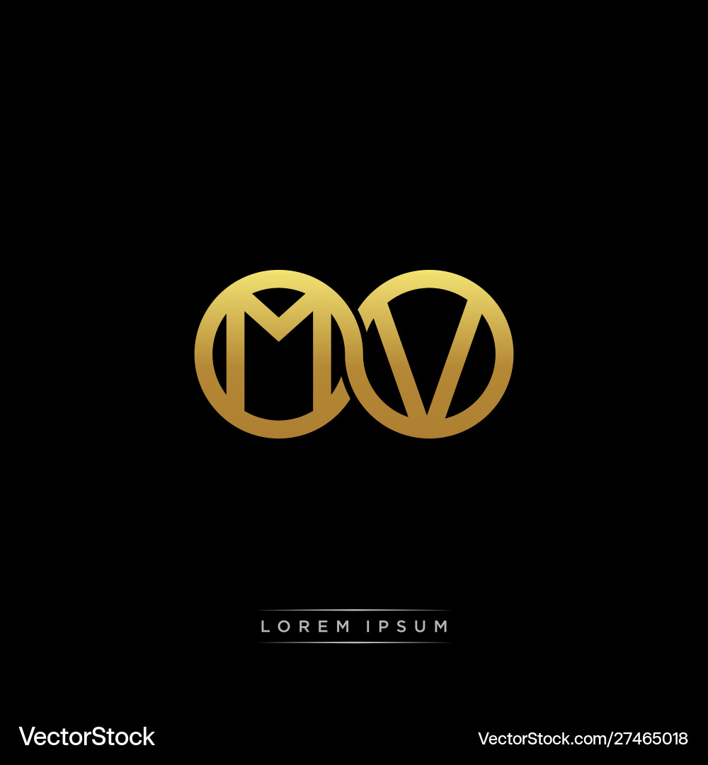 MV Initial Monogram - Linked Circles vector image