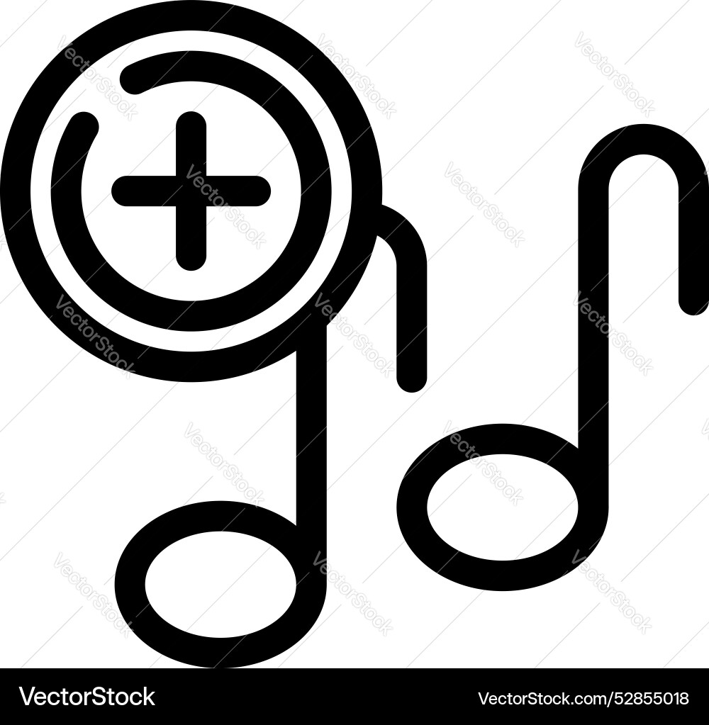 Plus sign adding music note icon representing Plus sign adding music note icon representing vector image
