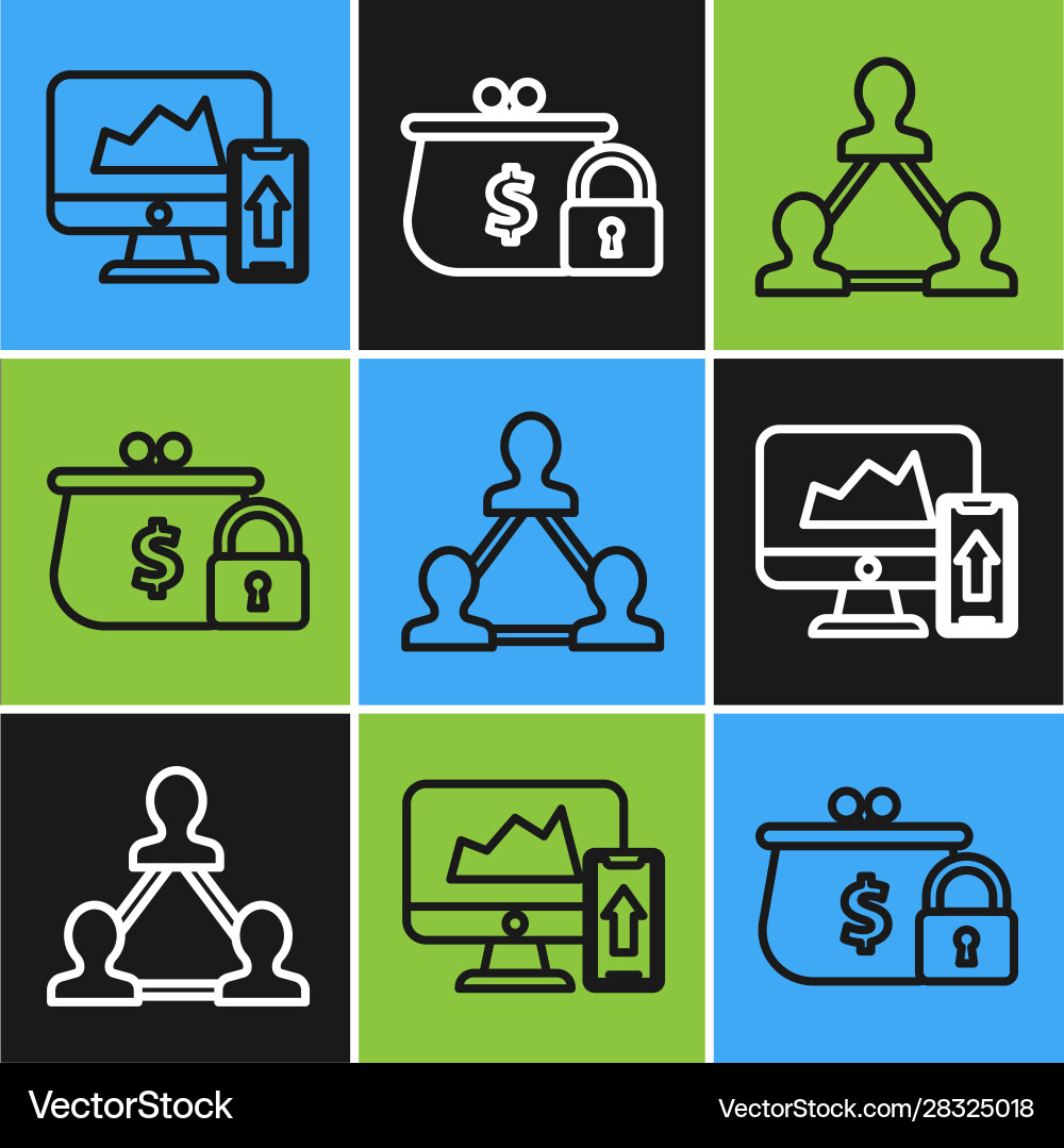 Set line financial chart or graph on computer Set line financial chart or graph on computer Vector Image