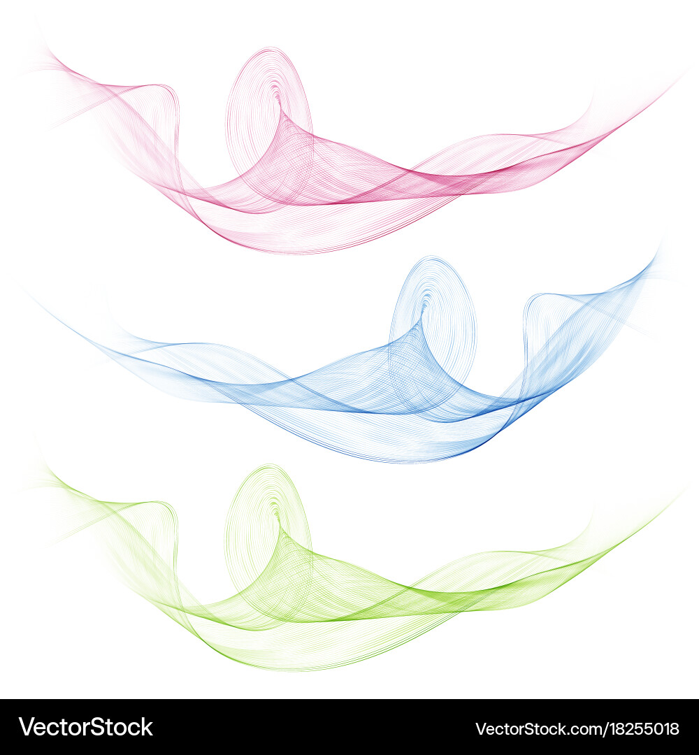 Set of abstract color wave Vector Image