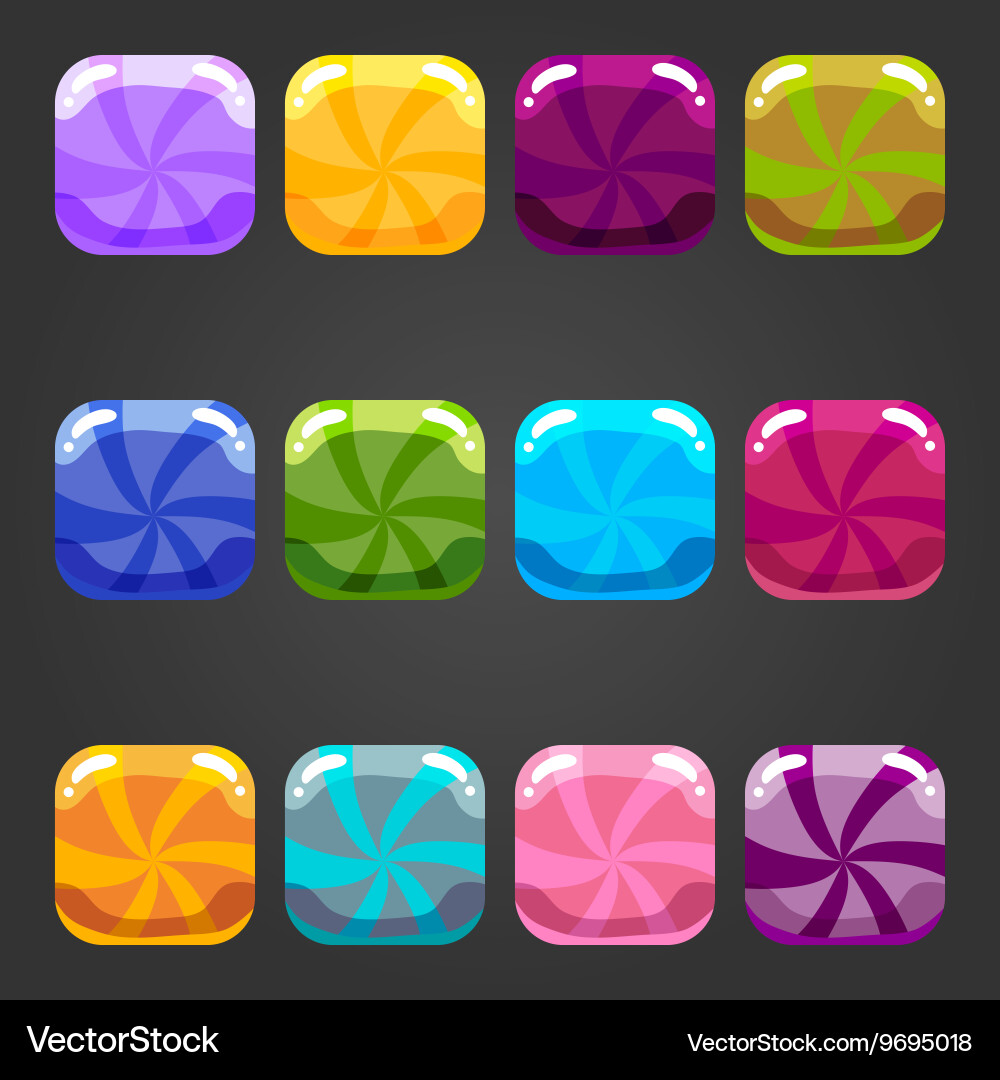 Set of shiny square button candy vector image