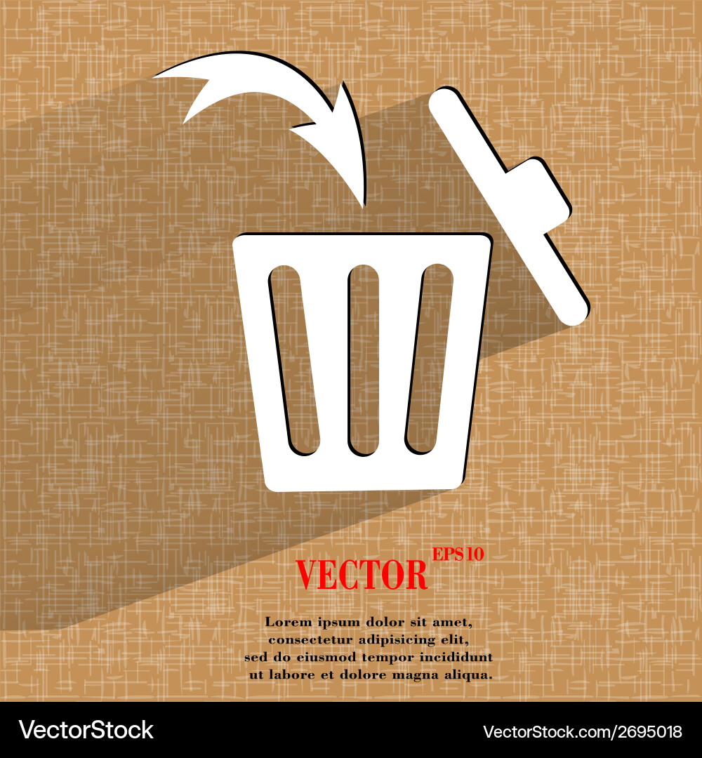 Trash bin flat modern web button vector image