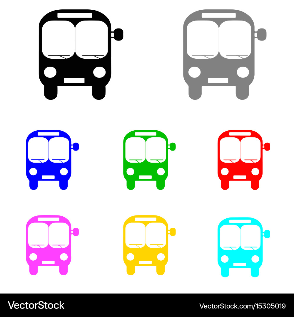 Bus set in multiple colors vector image