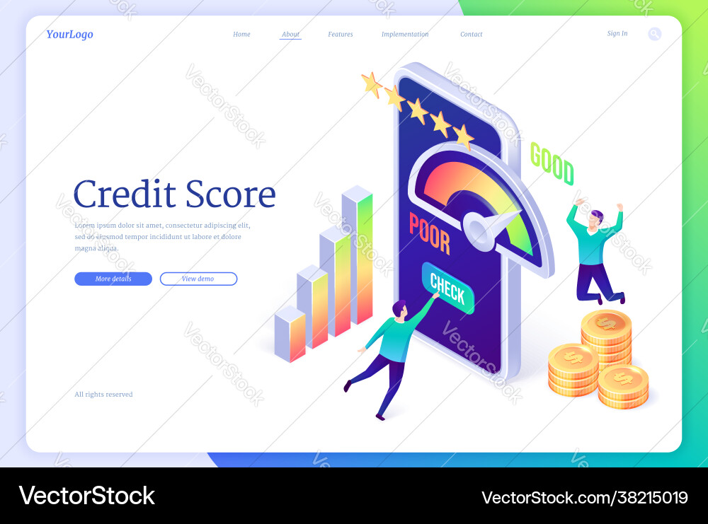 Credit score mobile application with rating scale Credit score mobile application with rating scale vector image
