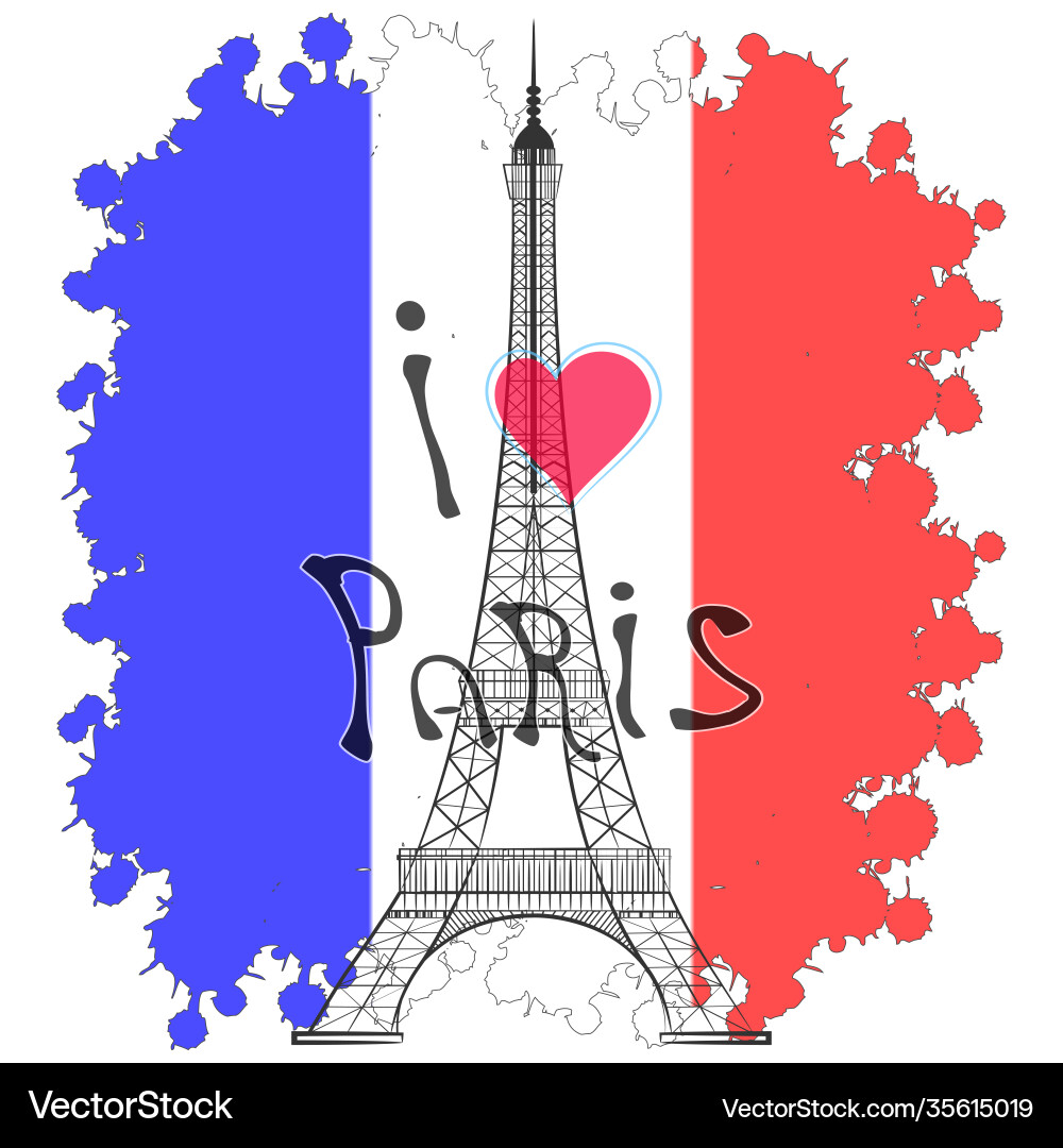 Eiffel tower on background flag Vector Image