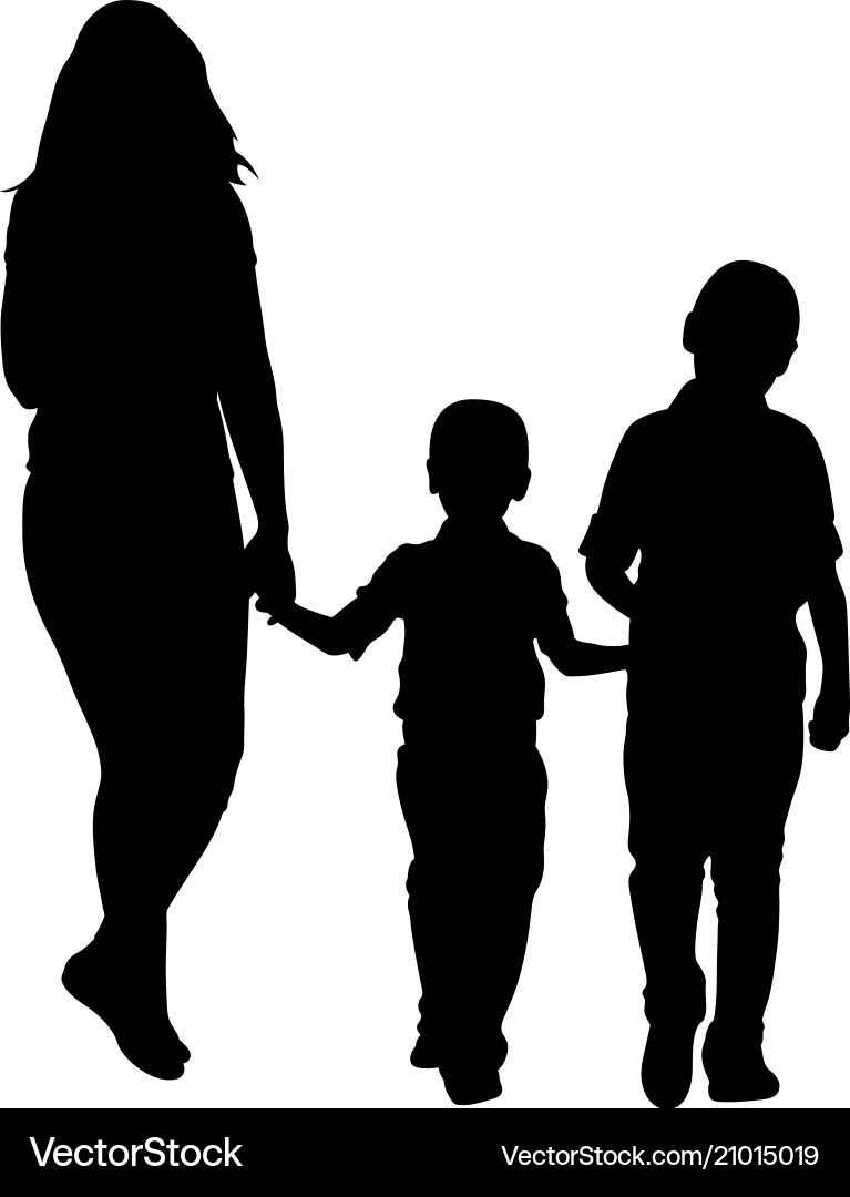 Family Silhouette Walk Vector Image