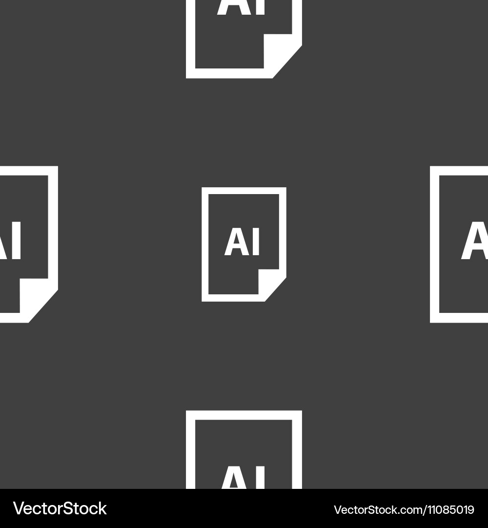 File ai icon sign seamless pattern on a gray vector image