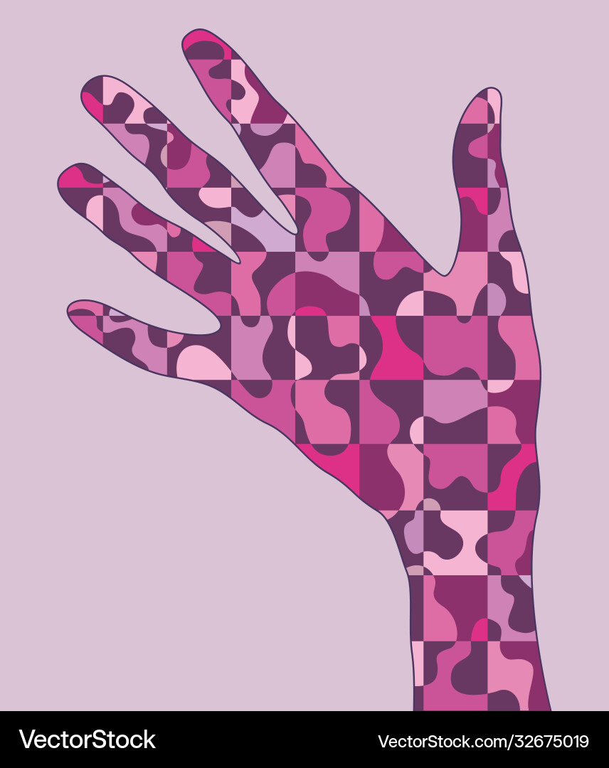 Hand with checkered pattern inside Hand with checkered pattern inside Vector Image