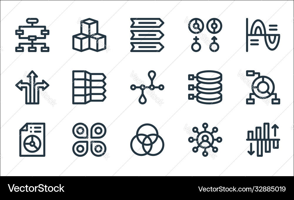 Infographic elements line icons linear set Infographic elements line icons linear set Vector Image