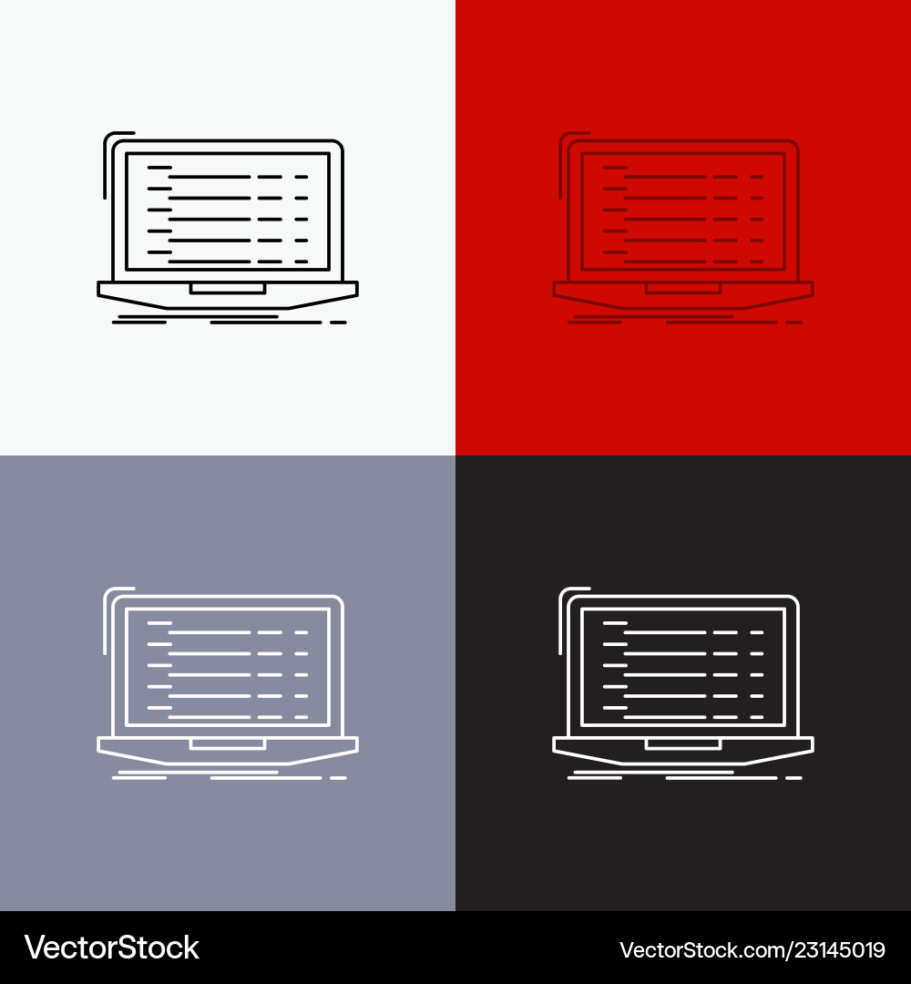 Laptop App Coding Icon - Diverse Backgrounds vector image