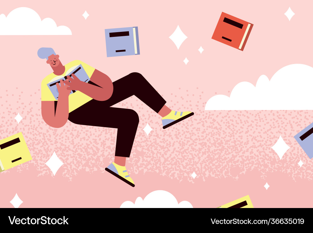 Man reading books Vector Image