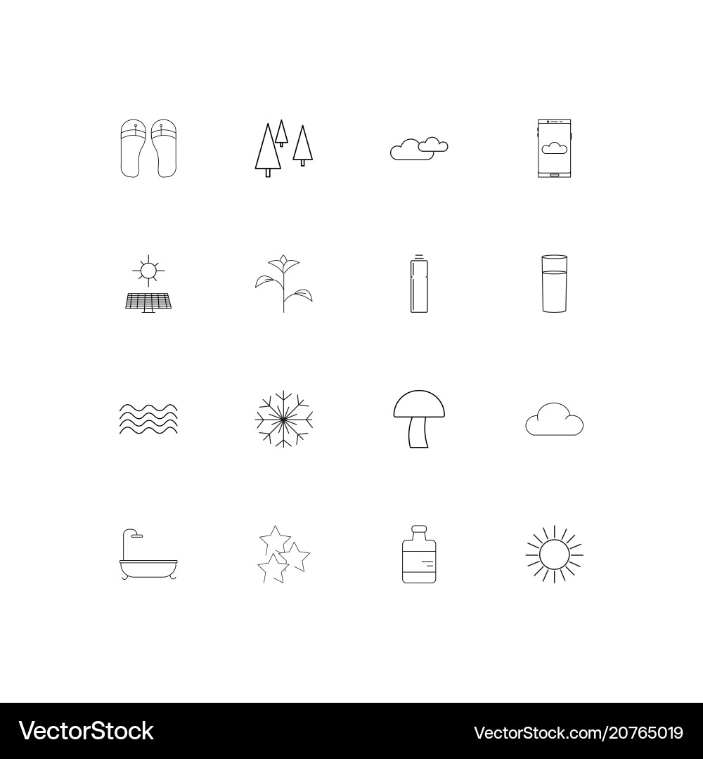 Nature linear thin icons set outlined simple Vector Image