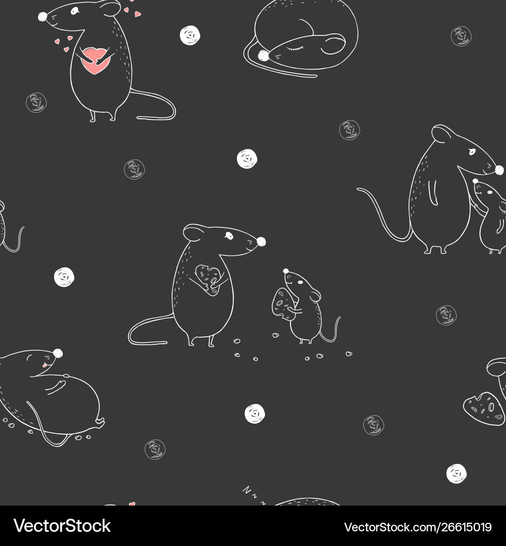 Pattern with mouse on a black background Vector Image