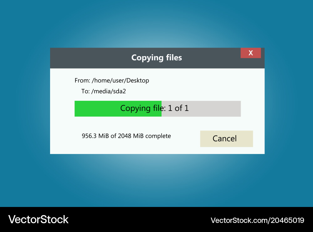 Progress bar of file copying vector image